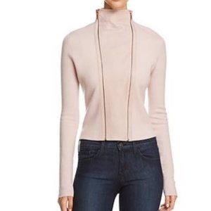 Elie Tahari Leather Insert Merino Wool Top Pink Size XS/S Retail $598